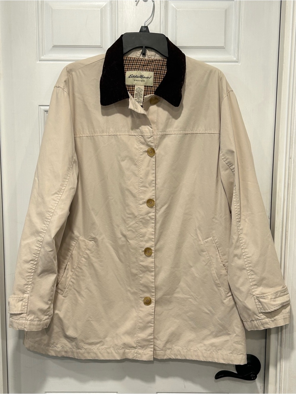 Eddie Bauer Women's Canvas Barn Jacket Chore Coat Beige XL Utility Vintage
